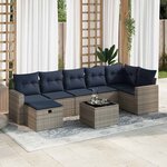 vidaXL Salon de jardin 8 Pièces avec coussins gris résine tressée