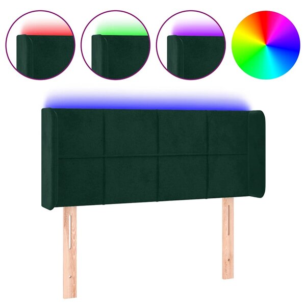 vidaXL Tête de lit à LED Vert foncé 93x16x78/88 cm Velours