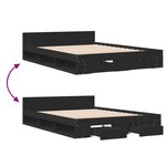 vidaXL Cadre de lit avec tiroirs sans matelas noir 150x200 cm