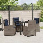 vidaXL Ensemble de salle à manger pour jardin 5 Pièces Gris Poly rotin