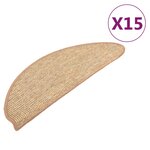 vidaXL Tapis d'escalier 15 pièces 65 x 21 x 4 cm Marron clair Demi-rond Grand