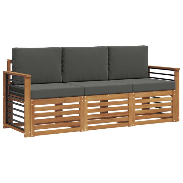 vidaXL Ensembles de canapés avec coussin 3 Pièces Naturel et Anthracite