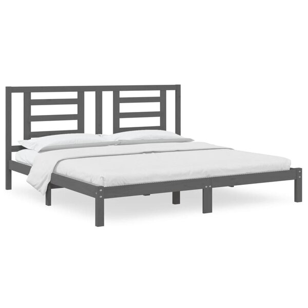vidaXL Cadre de lit Gris Bois de pin massif 200x200 cm