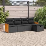 vidaXL Salon de jardin 5 Pièces avec coussins noir résine tressée