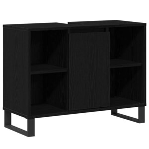 vidaXL Cabinet de salle de bain avec porte Chêne noir 80 x 33 x 60 cm