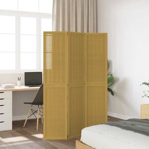 vidaXL Cloison de séparation 3 panneaux marron bois paulownia massif