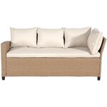 Salon de jardin 5 personnes - Acier et résine tressée - Beige