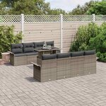 vidaXL Ensemble de canapé de jardin avec coussin 9 Pièces Gris Poly rotin