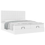 vidaXL Cadre de lit ottoman et matelas blanc pur 200x200cm similicuir