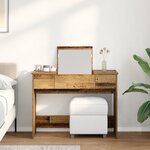 vidaXL Table de Maquillage avec Miroir Bois Vieilli 100x45x76 cm