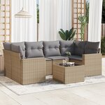 vidaXL Salon de jardin avec coussins 7 Pièces beige résine tressée