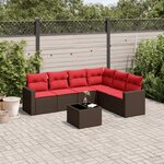 vidaXL Salon de jardin avec coussins 7 Pièces marron résine tressée