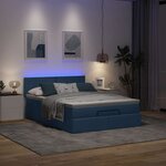 vidaXL Lit ottoman avec matelas et LED bleu 140x190 cm tissu