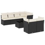 vidaXL Salon de jardin 8 Pièces avec coussins noir résine tressée