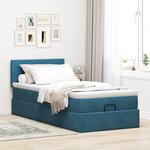 vidaXL Cadre de lit ottoman avec matelas bleu foncé 90x200 cm velours