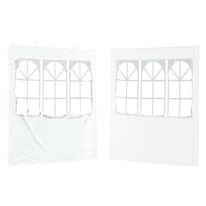 vidaXL Mur de tente de fête 2 Pièces 200 x 195 cm Blanc PE et acier
