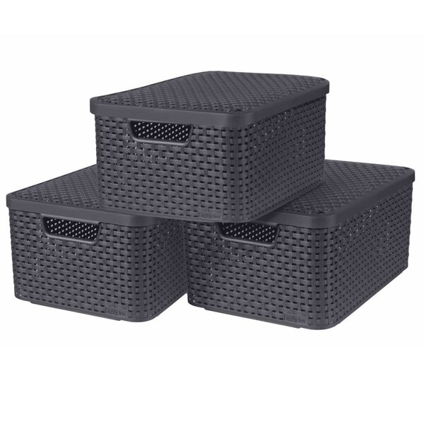 Curver Boîtes de rangement Style avec couvercle 3 Pièces M Anthracite