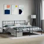 vidaXL Cadre de lit métal sans matelas avec pied de lit noir 180x200cm