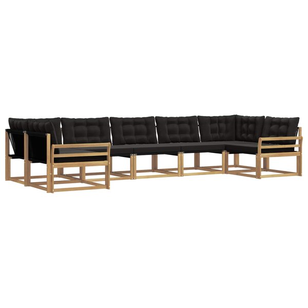 vidaXL Ensemble de canapés d'extérieur 7 Pièces Blanc et noir