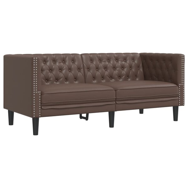 vidaXL Canapé à 2 places Chesterfield marron similicuir