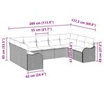 Ensemble de canapés jardin 9 pièces avec coussins poly rotin noir