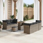 vidaXL Ensemble de canapé de jardin Manuel 10 Pièces Gris 90 x 55 x 71 cm