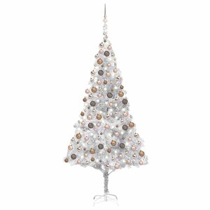 vidaXL Arbre de Noël artificiel pré-éclairé/boules argenté 240 cm PET