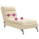 vidaXL Chaise longue de massage avec coussins crème tissu
