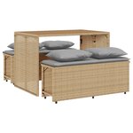 vidaXL Ensemble à manger de jardin et coussins 3 Pièces Beige poly rotin