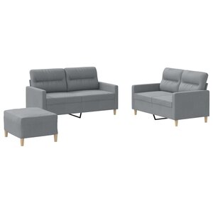 vidaXL Ensemble de canapés 3 Pièces avec coussins Gris clair Tissu