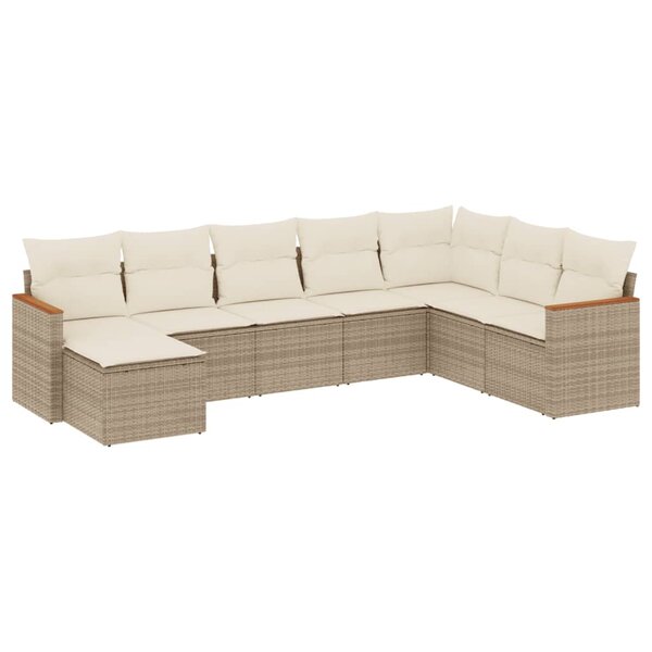 vidaXL Salon de jardin avec coussins 8 Pièces beige résine tressée