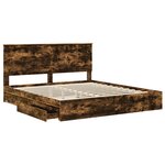 vidaXL Lit de Rangement Chêne fumé 180 x 200 cm Bois d'ingénierie