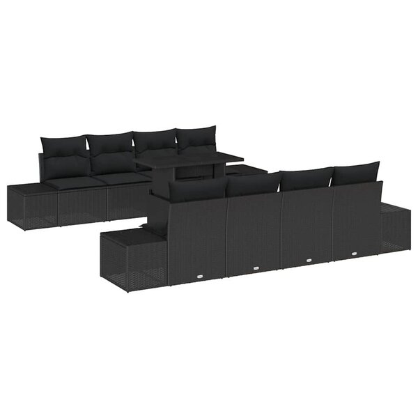 vidaXL Ensemble de canapé de jardin 7 Pièces Noir 100 x 55 x 73 cm