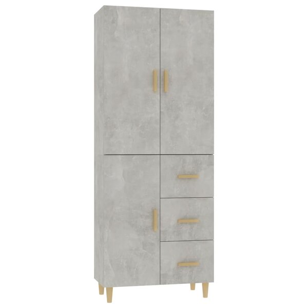 Vidaxl buffet haut gris béton 69 5x34x180 cm bois d'ingénierie