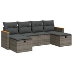 vidaXL Salon de jardin 6 Pièces avec coussins gris résine tressée