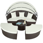 Tectake bain de soleil rond modulable zanzibar - marron marbré