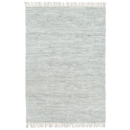 vidaXL Tapis Chindi tissé à la main Cuir 190 x 280 cm Gris clair