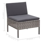 vidaXL Salon de jardin 3 Pièces avec coussins Résine tressée Gris