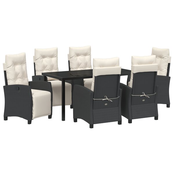 vidaXL Ensemble de salle à manger de jardin en poly rotin noir  7 pièces