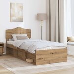 vidaXL Cadre de lit Chêne artisan 90 x 200 cm Bois de pin massif