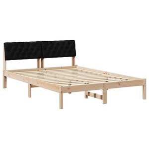 vidaXL Cadre de lit Marron et noir 160 x 200 cm Bois massif en pin