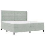 Lit Box Spring vidaXL avec Matelas & Lumière LED Gris Clair 200x200 cm Velours