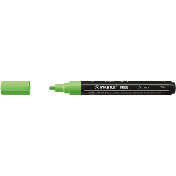 Marqueur pointe moyenne FREE acrylic T300 vert clair STABILO