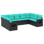 vidaXL Salon de jardin 9 Pièces avec coussins noir résine tressée