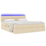 vidaXL Lit avec rangement et LED avec matelas Crème 160 x 200 cm tissu