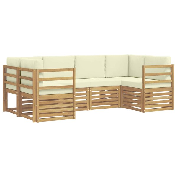 vidaXL Ensemble de canapé d'angle 6 Pièces Blanc et crème Polyester