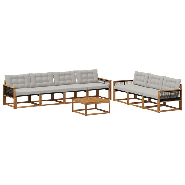 vidaXL Ensemble de canapés d'extérieur 8 Pièces Naturel et gris clair