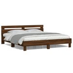 vidaXL Cadre de lit avec LED sans matelas chêne marron 160x200 cm