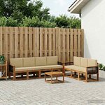 vidaXL Ensemble de canapés d'extérieur avec coussin 7 Pièces Naturel