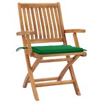 vidaXL Chaises de jardin 2 Pièces avec coussins vert Bois de teck massif